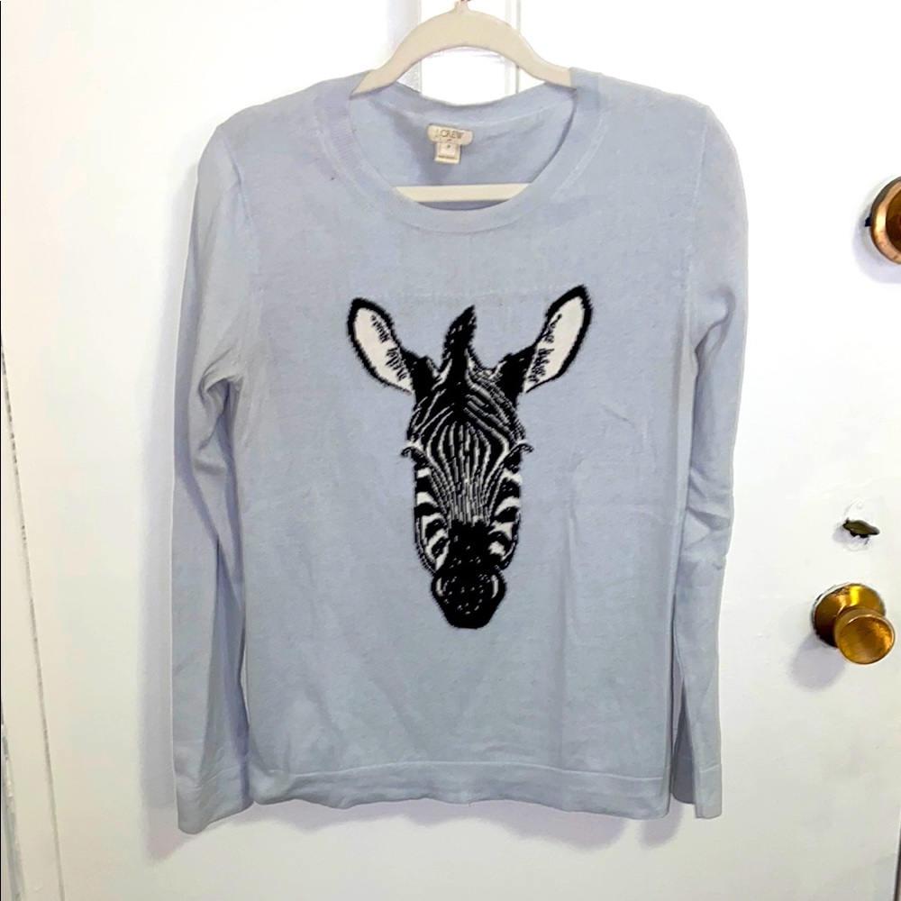 J. Crew Light Blue Zebra Graphic Top